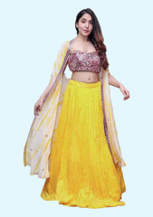 Embroidered Semi Stitched Lehenga Choli