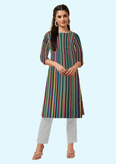 Women Printed Crepe Straight Kurta  (Multicolor) 2