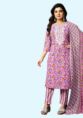 Cotton Kurti With Pant And Cotton Doriya Dupatta