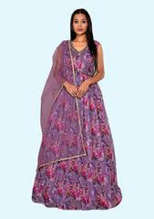 Latest New Lavender Alia Cut Gown with Dupatta for Girls