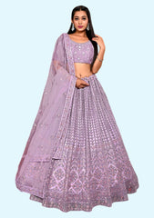 Embroidered Sequinned Semi-Stitched Lehenga & Blouse With Dupatta