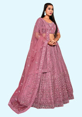 Embroidered Sequinned Semi-Stitched Lehenga & Blouse With Dupatta