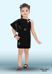Girls Bow Embellished With Stone Work Party Wear Frock Mauve D.no:13042 O Pink