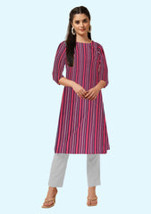 Women Printed Crepe Straight Kurta  (Multicolor) 2