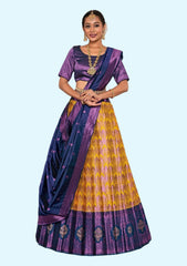 Musterd And Morpich New Semi Stitiched Banarasi Lehenga Choli