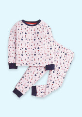 Girls Print Pajamas Night wear Set (Pack Of 1)