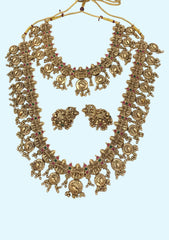 Red, Green &amp; Ruby Stone Gold-plated Necklace Set