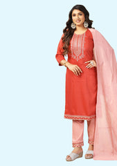 Women Embroidered Straight Kurta with Pants & Dupatta