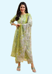 Printed Gotta Patti Kurta With Trousers & Dupatta