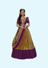 Girls Lehenga With Zari Semi Stitched And Dupata For a Graceful Indian Look.