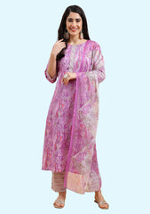 Printed Gotta Patti Kurta With Trousers & Dupatta