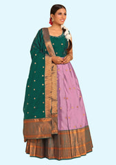 Woven Semi Stitched Banarasi Silk Long Gown For Womens (2)