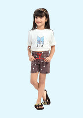 Girls Printed T-Shirt with Shorts all Cotton Blend