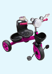 Tricycle for Children, Yellow, Red, Pink With Headlight, With Plastic Wheels