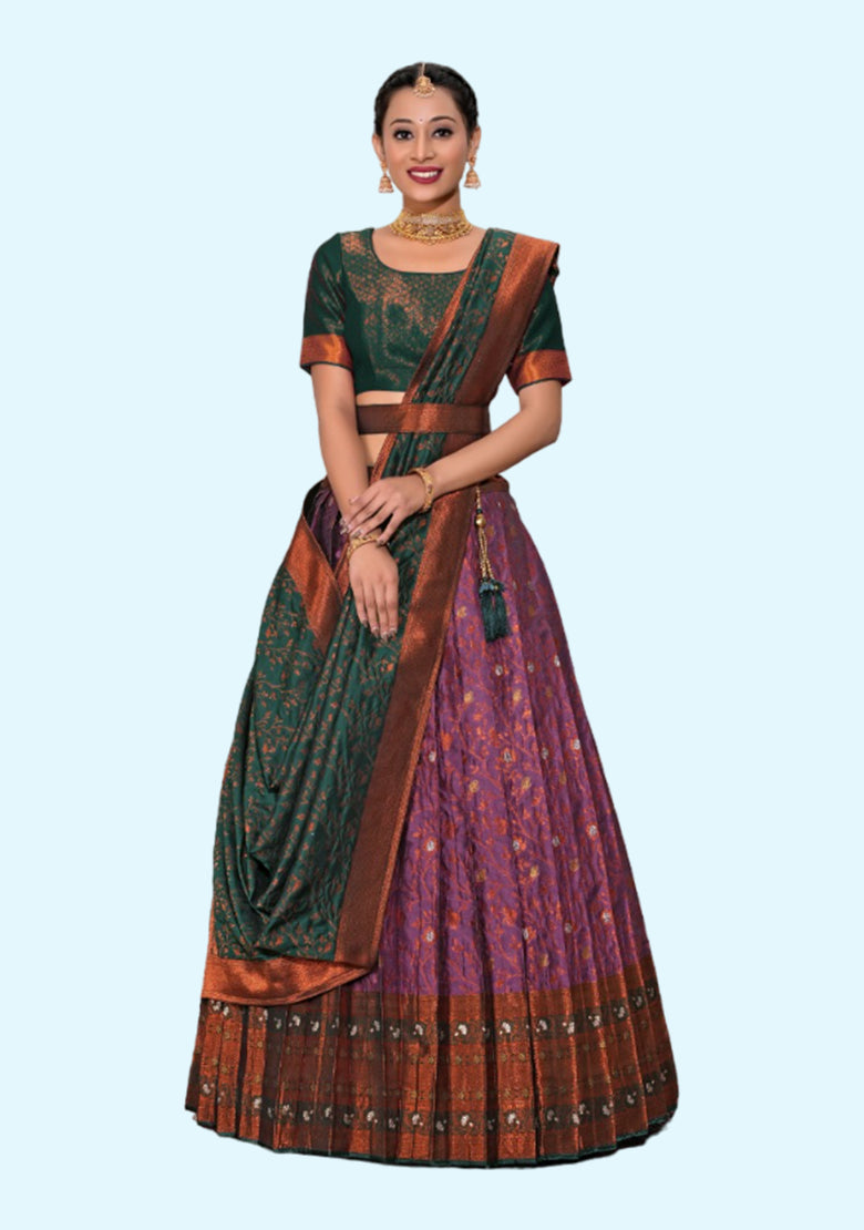 New Semi Stitiched Banarasi Lehenga Choli