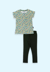 Girls Casual T-shirt Legging  (Light Green)