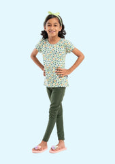 Girls Casual T-shirt Legging  (Light Green)