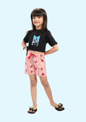 Girls Printed T-Shirt with Shorts all Cotton Blend