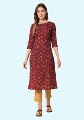 Women's Cotton Printed Straight Kurti