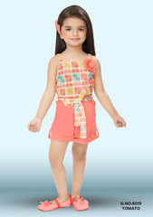 Girls Printed Cotton Playsuit D.no:8019 Tomato, Yellow
