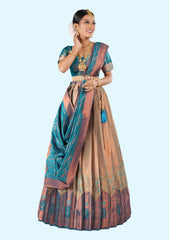 Multicolor New Semi Stitiched Banarasi Lehenga Choli