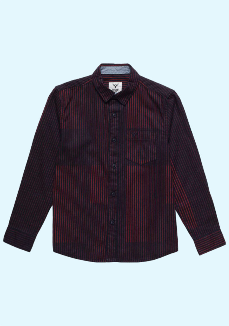 Striped Slim Fit Shirt With Patch Pocket