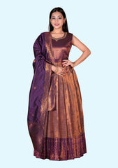 Ethnic Motifs Woven Design Banarasi Silk Ethnic Gown With Dupatta D.No.18548, 18549, 18550.