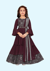 Readymade kids dresses beautiful girls Brown western wear collection