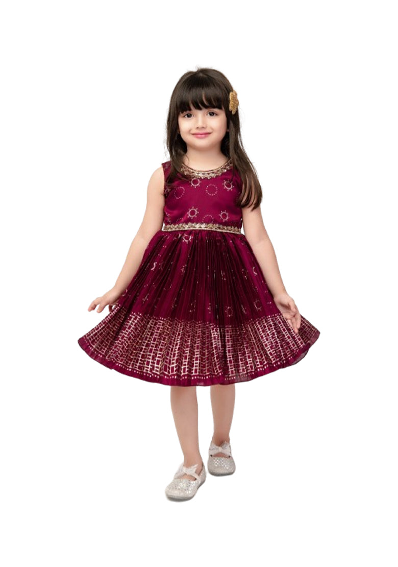 Enfance Full Sleeves Sequin Embellished Dress With Coordinating Shrug - Wine