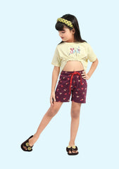 Girls Printed T-Shirt with Shorts all Cotton Blend