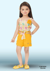 Girls Printed Cotton Playsuit D.no:8019 Tomato, Yellow
