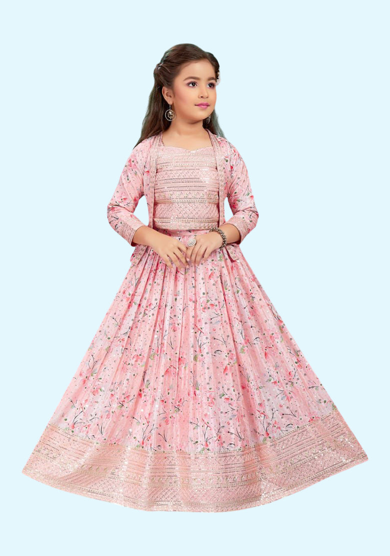 Readymade kids dresses beautiful girls Light Pink western wear collection