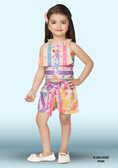 Tinkle Stylish Printed Top Pant Set For Girls D.no:9182 Pink, S Blue