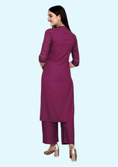 Women Purple Printed Viscose Kurti