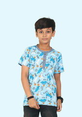 Boys Printed Pure Cotton T Shirt (Pack of 1)