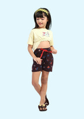 Girls Printed T-Shirt with Shorts all Cotton Blend