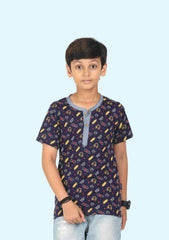 Boys Printed Pure Cotton T Shirt (Pack of 1)