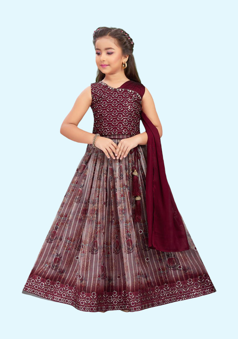 Readymade kids dresses beautiful girls Brown western wear collection