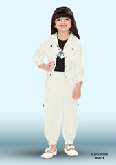 Corduory Full Sleeves Solid Shirt With Tee & Joggers For Autumn & Winter D.no:11205 White