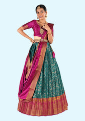 Multicolor New Semi Stitiched Banarasi Lehenga Choli