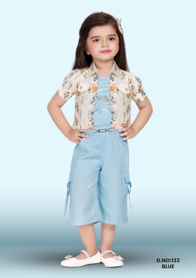 Girls Party(Festive) Top Pant D.no:133 Peach, Blue