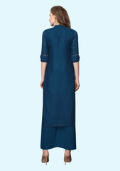 Blue Embroidered Kurta For Women