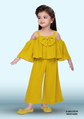 Polycotton Girls Shoulder Dzn_ Jumpsuit D.no:11270 Mustard