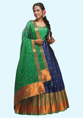 Woven Semi Stitched Banarasi Silk Long Gown For Womens (4)