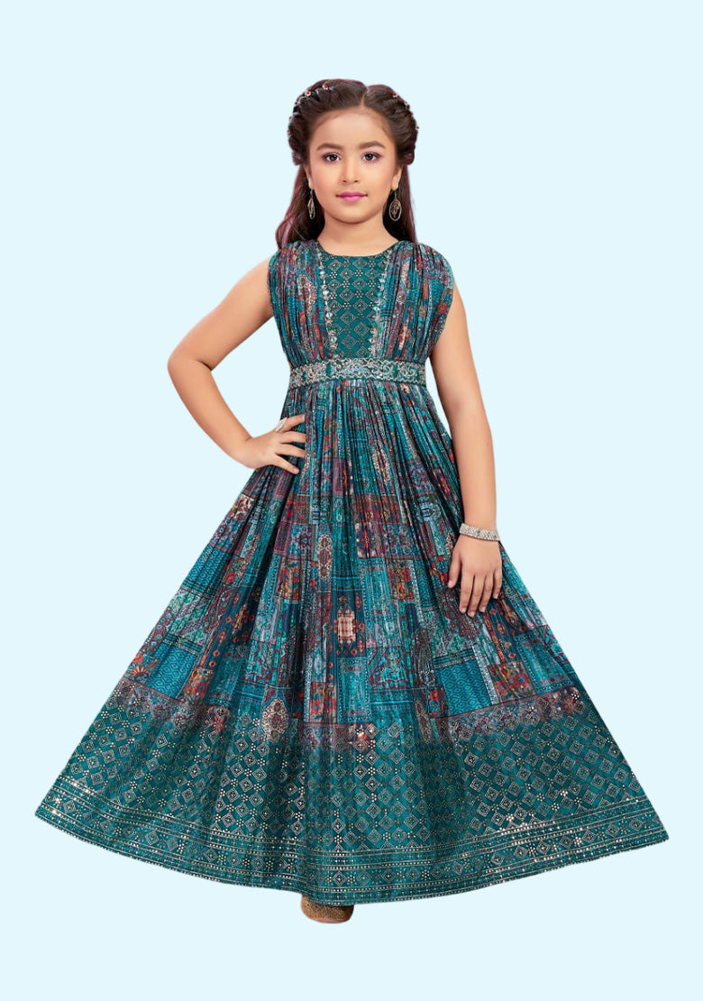 Readymade kids dresses beautiful girls Blue western wear collection