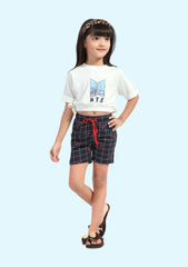 Girls Printed T-Shirt with Shorts all Cotton Blend