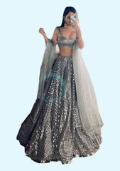 Sequence Gray Lehenga Choli, Indian Party wear Lehenga Festival Wear Designer lehenga, Wedding Wear Dress Bridesmaids Sangeet, Lengha Choli