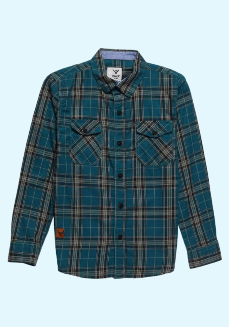 Men's Green Checkered Casual Cotton Shirt