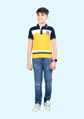 Kids Polo T-Shirt Navy Yellow