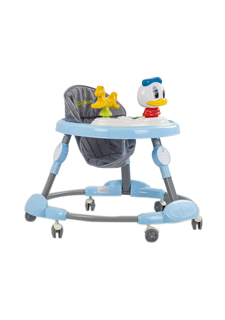 Babies Plastic Walker for Kids, Round Kids Walker with Foldable & 3 Height Adjustable Walker for Baby with Baby Toys and Music,